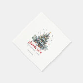 Kerstboom Rood Retro Typografie Servet (Hoek)