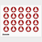 Kerstboom, Rood Ronde Sticker (Vel)