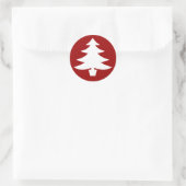 Kerstboom, Rood Ronde Sticker (Tas)