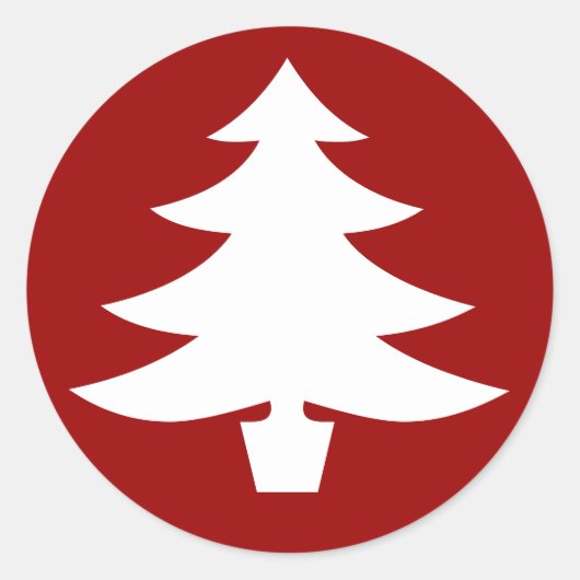 Kerstboom, Rood Ronde Sticker (Voorkant)