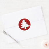 Kerstboom, Rood Ronde Sticker (Envelop)