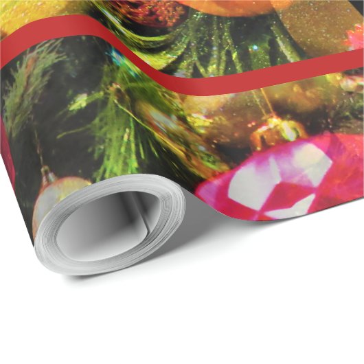 Kerstboom Rood Rood Rand Charge Cheeful Cadeaupapier (Rol Hoek)