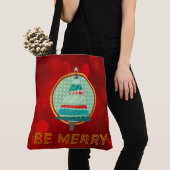 Kerstboom Rood Sparkly zijn Merry Canvas tas (Dichtbij)