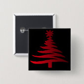 Kerstboom Rood Vierkante Button 5,1 Cm (Voorkant /achterkant)