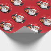 Kerstboom rood Vrolijk Kerstfeest Cadeaupapier (Hoek)