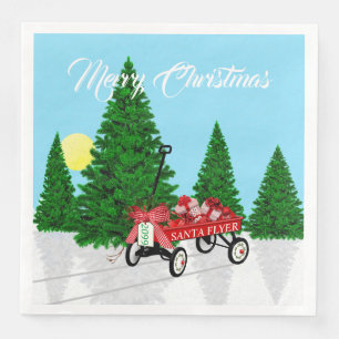 Kerstboom Rood Wagon-papier Napels Servet