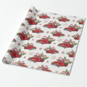 Kerstboom Rood Waterverf Holidage Cadeaupapier (Uitgerold)
