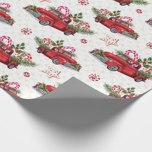 Kerstboom Rood Waterverf Holidage Cadeaupapier (Hoek)