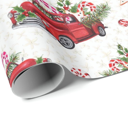 Kerstboom Rood Waterverf Holidage Cadeaupapier (Rol Hoek)