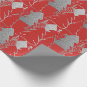 Kerstboom Rood Wijn Zilver Glitter Wood Cadeaupapier (Hoek)
