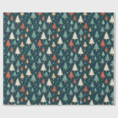 Kerstboom Rood Wit Groen Kerstmis Patroon Gift Cadeaupapier (Vlak)