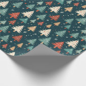 Kerstboom Rood Wit Groen Kerstmis Patroon Gift Cadeaupapier (Hoek)