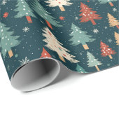 Kerstboom Rood Wit Groen Kerstmis Patroon Gift Cadeaupapier (Rol Hoek)