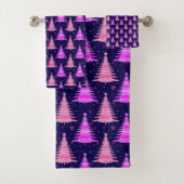 Kerstboom Roze Blauw Patroonontwerp Bad Handdoek (Insitu)