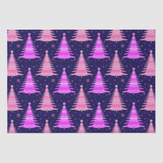 Kerstboom Roze Blauw Patroonontwerp Tissuepapier