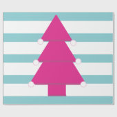 Kerstboom Roze Blauw Rood Cadeaupapier (Vlak)