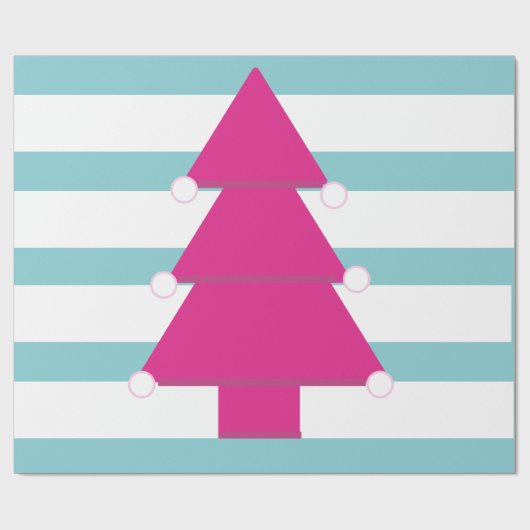 Kerstboom Roze Blauw Rood Cadeaupapier (Vlak)