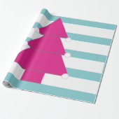 Kerstboom Roze Blauw Rood Cadeaupapier (Uitgerold)