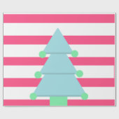 Kerstboom Roze Blauw Wit Cadeaupapier (Vlak)
