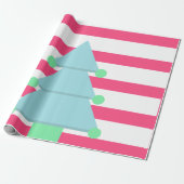 Kerstboom Roze Blauw Wit Cadeaupapier (Uitgerold)