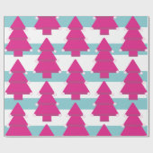 Kerstboom Roze Blauw Wit Cadeaupapier (Vlak)