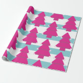 Kerstboom Roze Blauw Wit Cadeaupapier (Uitgerold)
