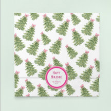 Kerstboom & Roze Bow Holiday Tissue Papier