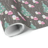 Kerstboom Roze Cadeau Prettige feestdagen Cadeaupapier (Rol Hoek)