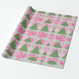 Kerstboom Roze cadeau Wrap Verjaardag Vakantie Cadeaupapier