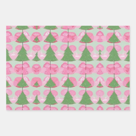 Kerstboom Roze cadeau Wrap Verjaardag Vakantie Inpakpapier Vel (Voorkant 3)