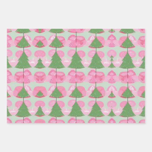 Kerstboom Roze cadeau Wrap Verjaardag Vakantie Inpakpapier Vel (Voorkant 2)
