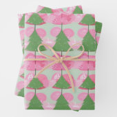Kerstboom Roze cadeau Wrap Verjaardag Vakantie Inpakpapier Vel (In situ)