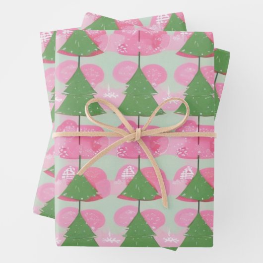 Kerstboom Roze cadeau Wrap Verjaardag Vakantie Inpakpapier Vel (In situ)