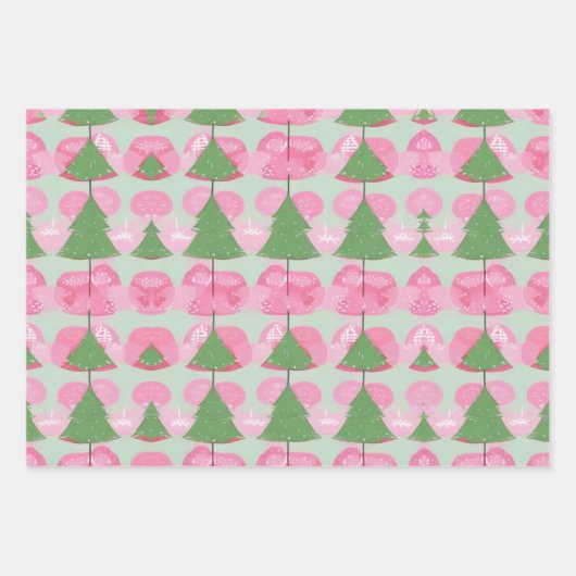 Kerstboom Roze cadeau Wrap Verjaardag Vakantie Inpakpapier Vel (Voorkant)