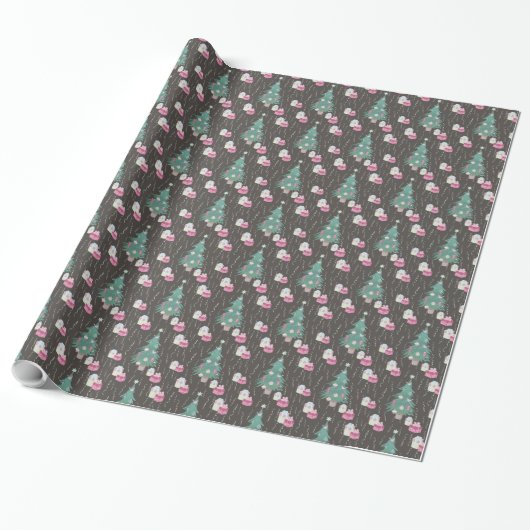 Kerstboom Roze Cadeaus Prettig Kerstfeest Cadeaupapier (Uitgerold)