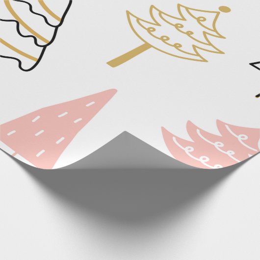 Kerstboom Roze goud Cadeaupapier (Hoek)