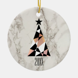 Kerstboom Roze Goud Marmer Keramisch Ornament