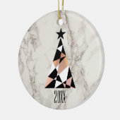 Kerstboom Roze Goud Marmer Keramisch Ornament (Links)