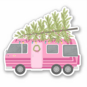 Kerstboom Roze RV Camper Sticker