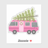 Kerstboom Roze RV Camper Sticker (Vel)