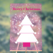 Kerstboom roze sneeuwvlokken acryl bord (Neutraal)