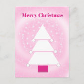 Kerstboom Roze Sterren Groeten Briefkaart (Voorkant)
