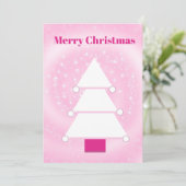 Kerstboom Roze Sterren Kerstkaart (Staand voorkant)