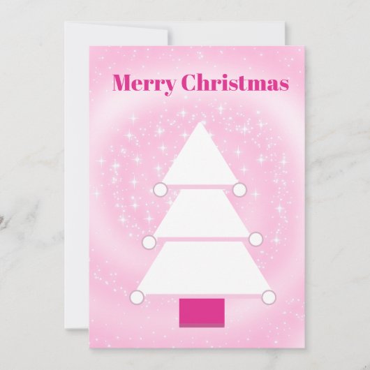 Kerstboom Roze Sterren Wenskaart Feestdagenkaart (Voorkant)
