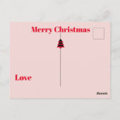 Kerstboom Roze Streep Zwart Groet Briefkaart (Achterkant)