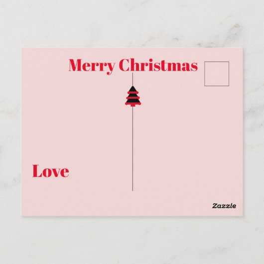 Kerstboom Roze Streep Zwart Groet Briefkaart (Achterkant)