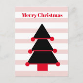 Kerstboom Roze Streep Zwart Groet Briefkaart (Voorkant)