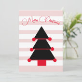 Kerstboom Roze Streep Zwart Wenskaart Kaart (Staand voorkant)