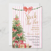Kerstboom Roze Strik Bruids Bruiloftfeest Kaart (Voorkant)