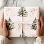 Kerstboom roze strik inpakpapier